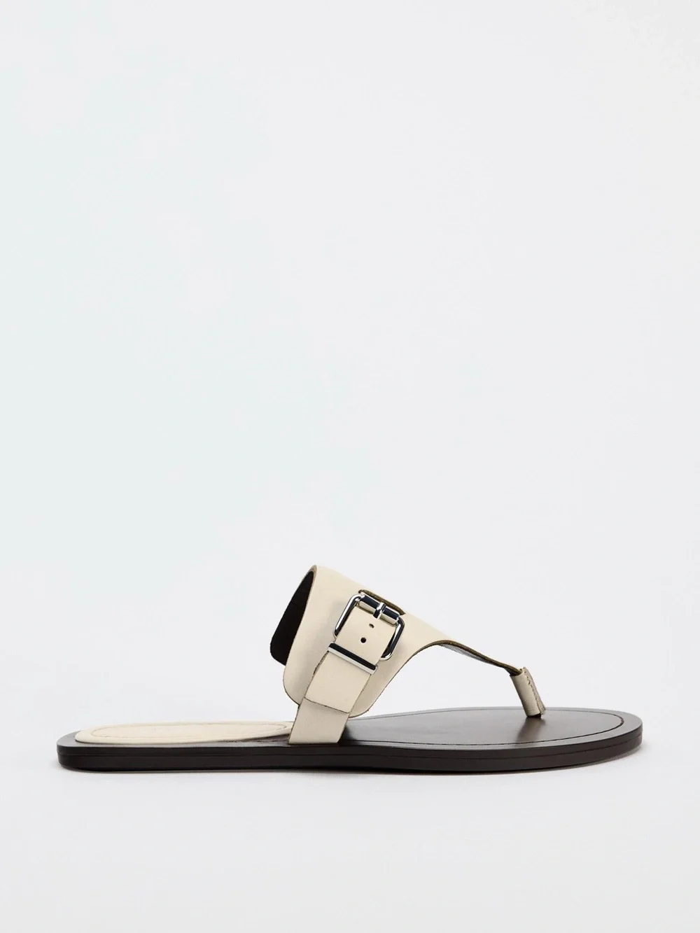 ZARA Cream Leather Sandals - Picture 3 of 12